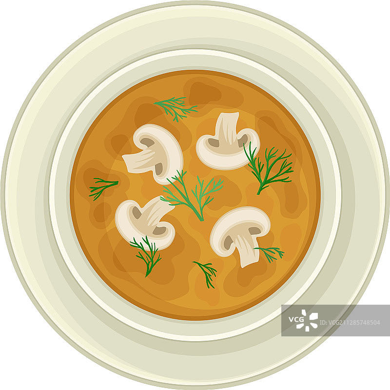 碗装蘑菇奶油浓汤顶视图图片素材
