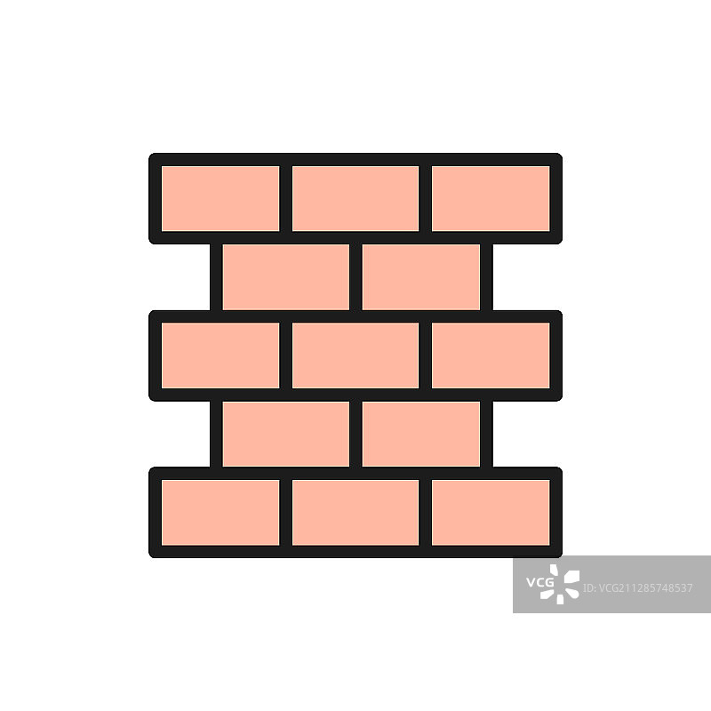 砖墙砖砌扁平颜色线条图标图片素材