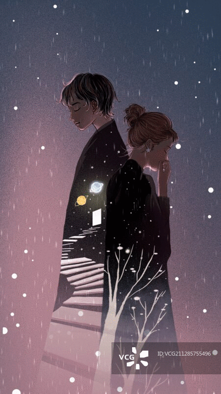 雨中情侣图片素材