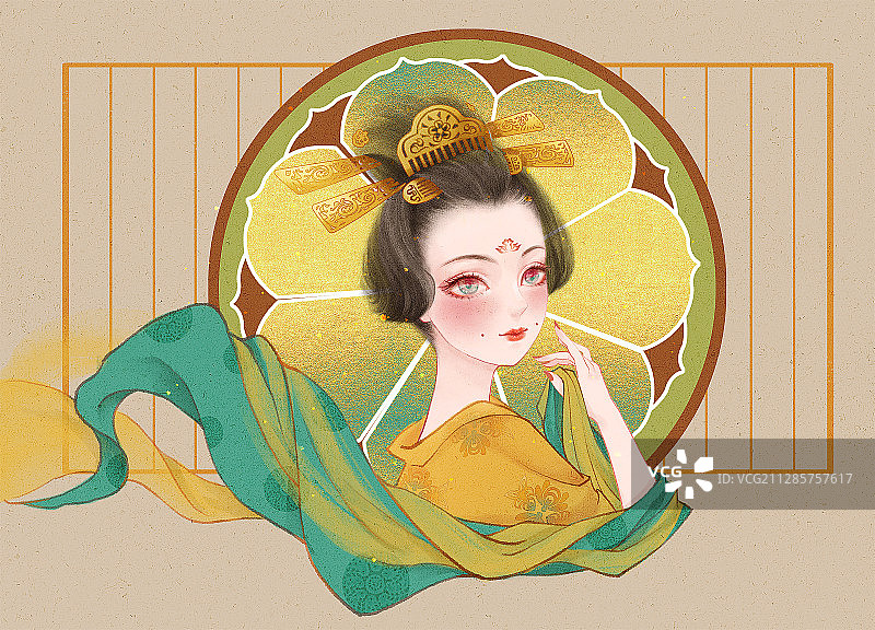 唐代仕女图图片素材