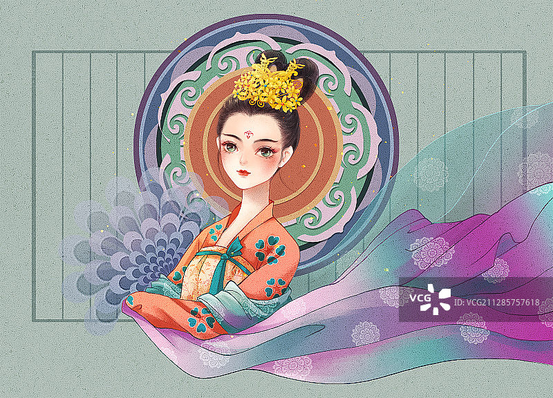 唐代仕女图图片素材