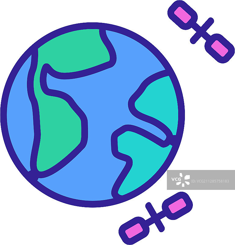卫星陆地图标隔离轮廓图片素材