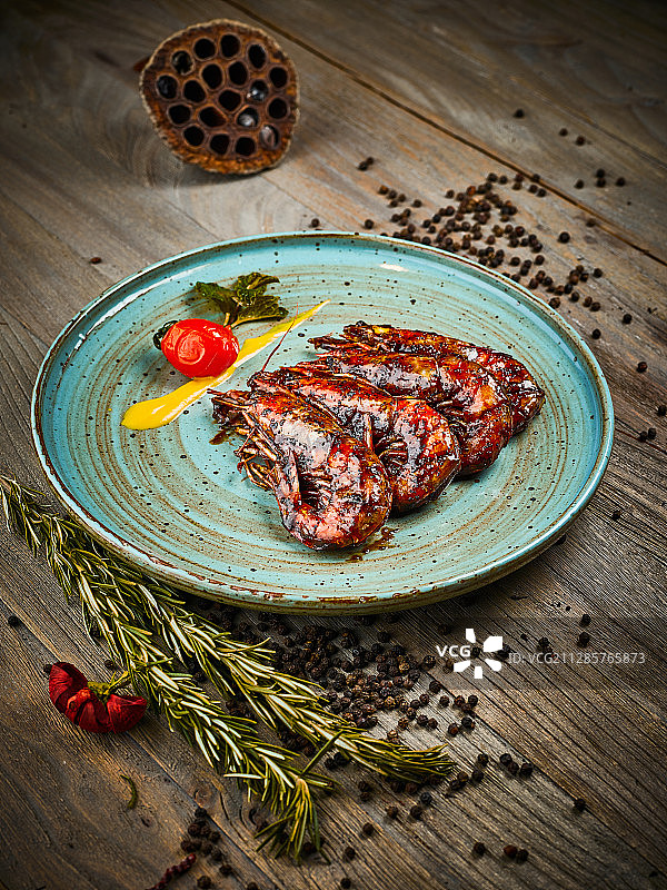 黑胡椒焗大虾图片素材