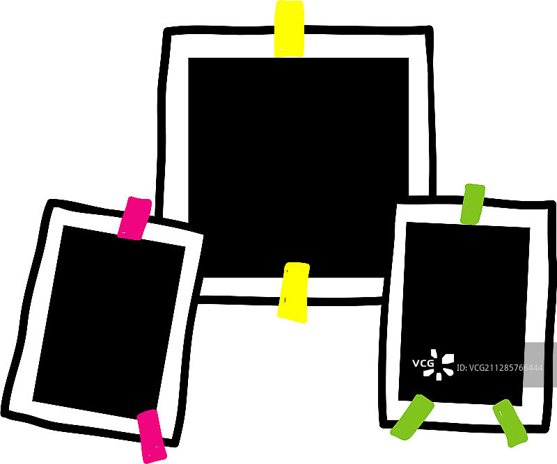 涂鸦宝丽来黑色空白照片模型图片素材