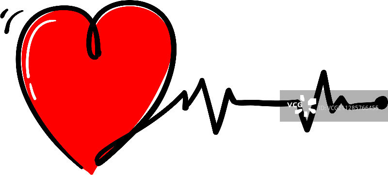 手绘风格的涂鸦心跳图片素材