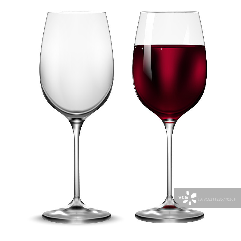 空透明和满透明的葡萄酒杯图片素材