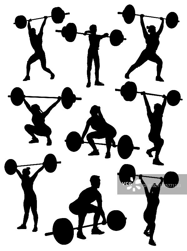举重运动员剪影图片素材