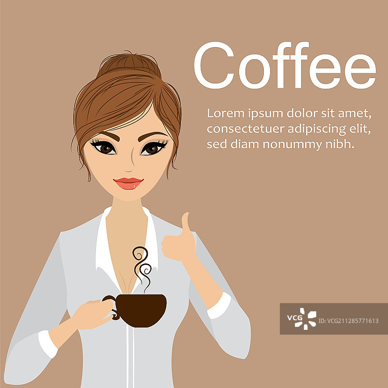 女孩手捧咖啡杯图片素材