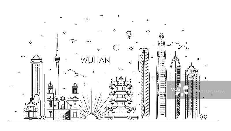 武汉城市天际线轮廓图片素材