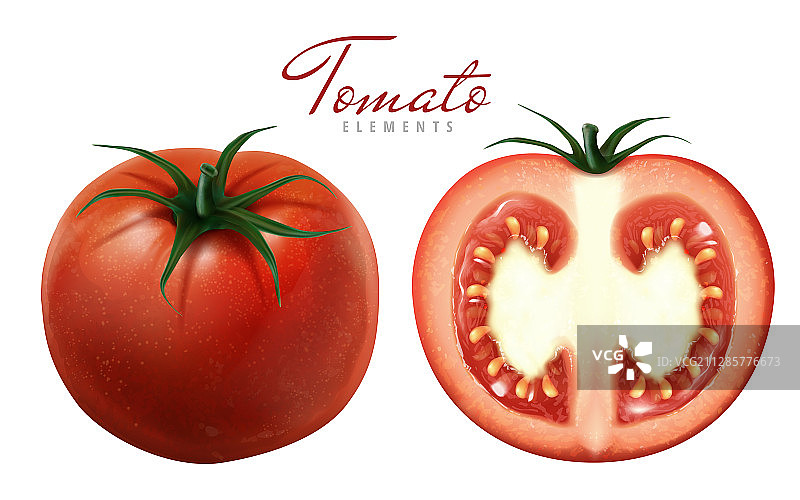 飽滿番茄與切面特寫图片素材