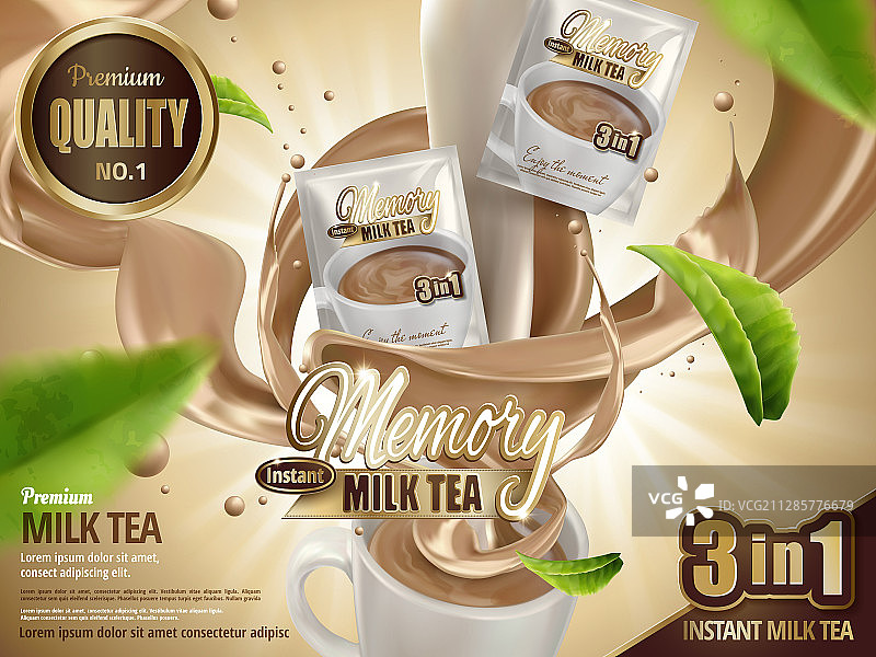 香甜奶茶倒入白色茶杯中图片素材