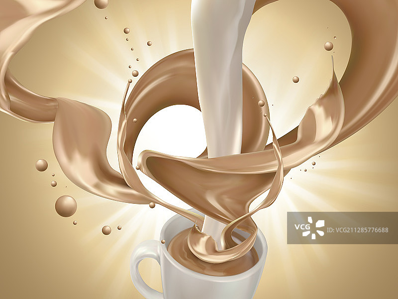 動態奶茶噴濺特效图片素材