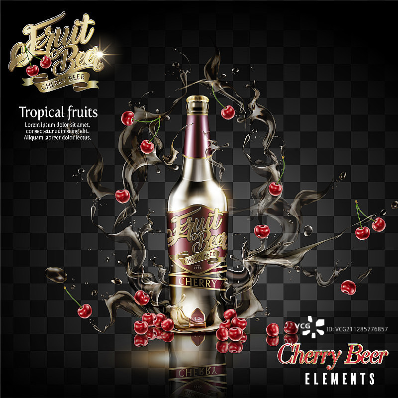 樱桃啤酒广告横幅图片素材