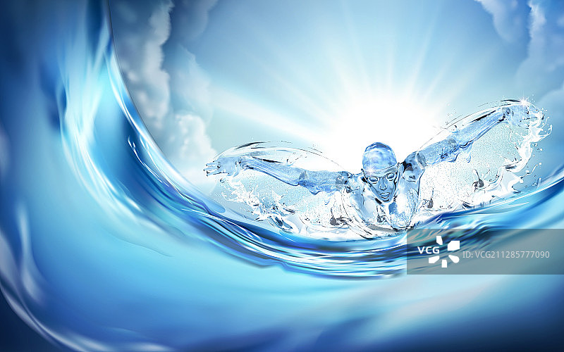 游泳海浪素材矢量图片素材