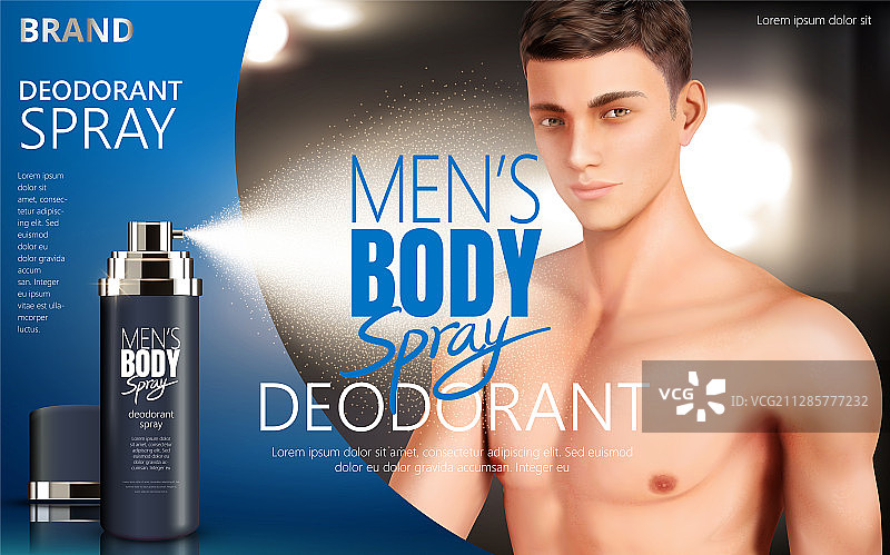 男士身體香氛露與英俊模特图片素材