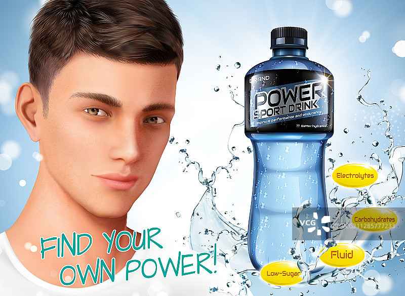 運動飲料廣告與模特图片素材