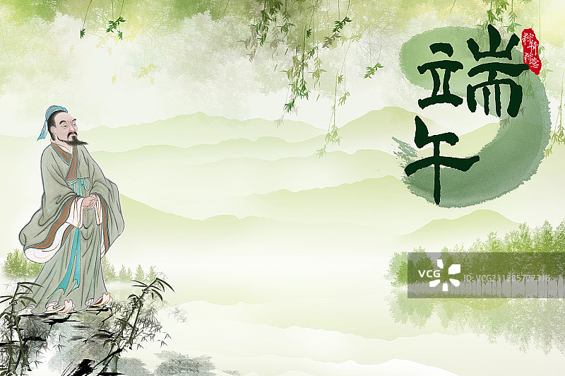 端午节一个诗人站着抬头望着天空图片素材