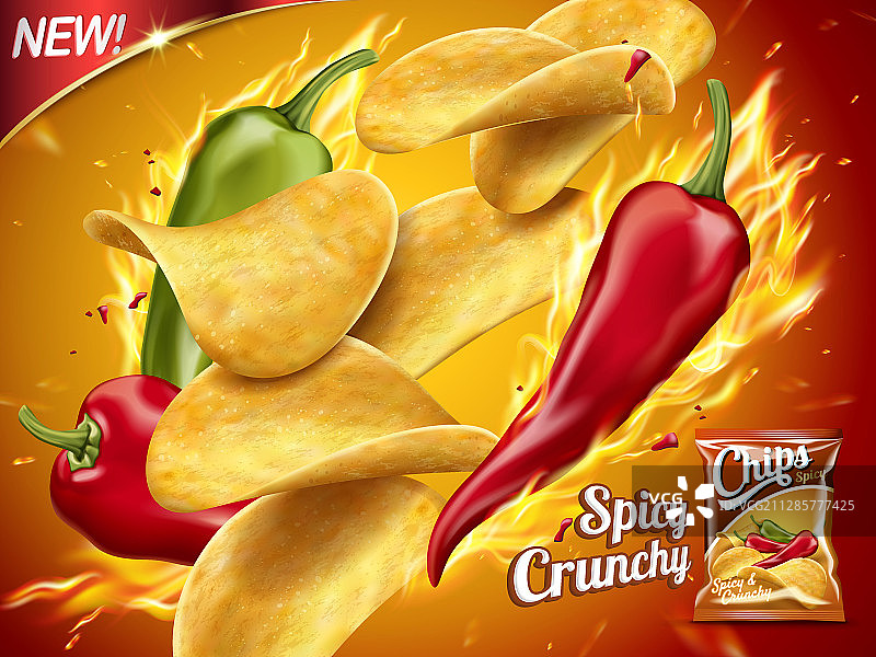 香辣马铃薯片广告图片素材