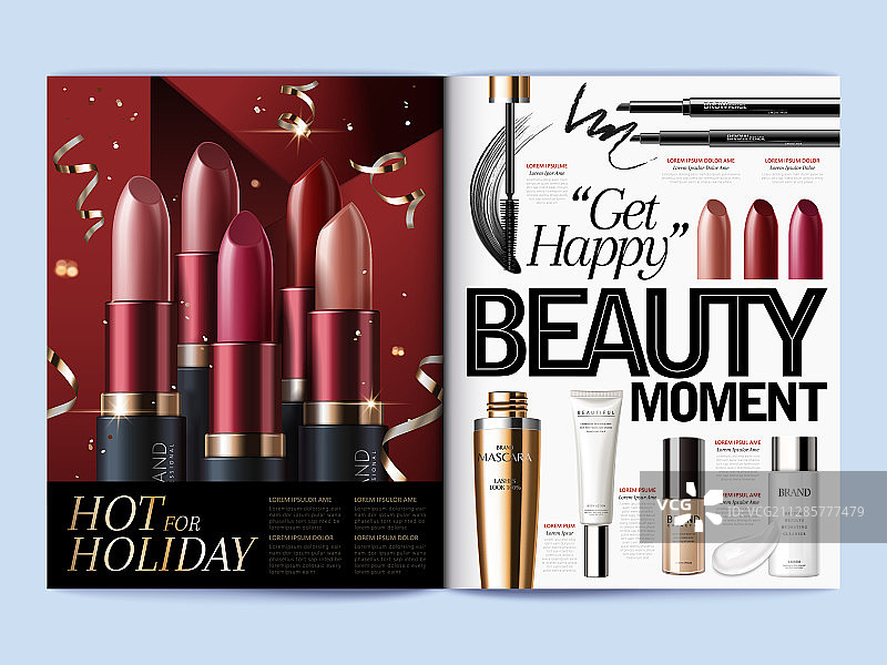 經典口紅與美妝品雜誌图片素材
