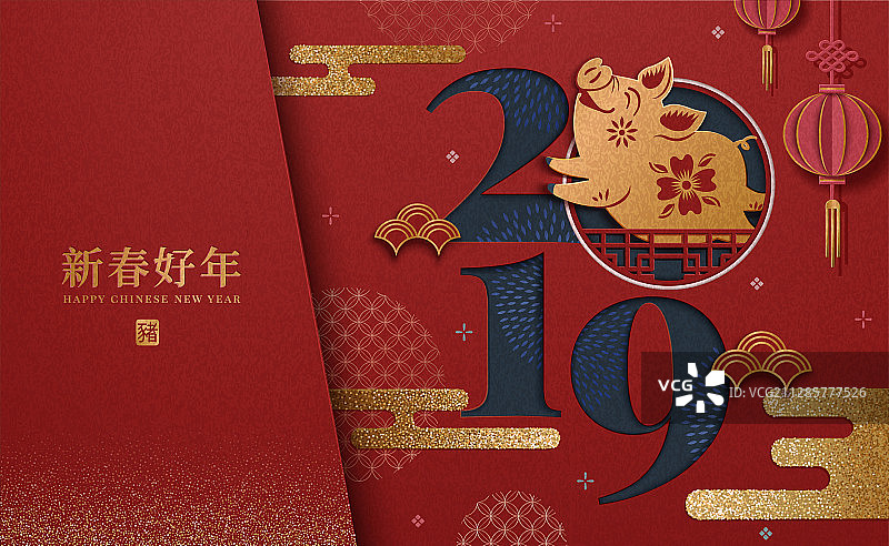 猪年新春贺卡图片素材