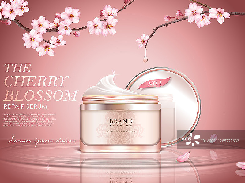 樱花护肤霜海报矢量图片素材