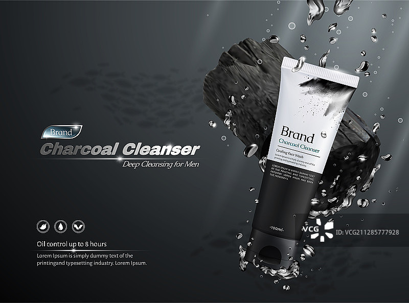 男性炭洗净露横式深层广告图片素材