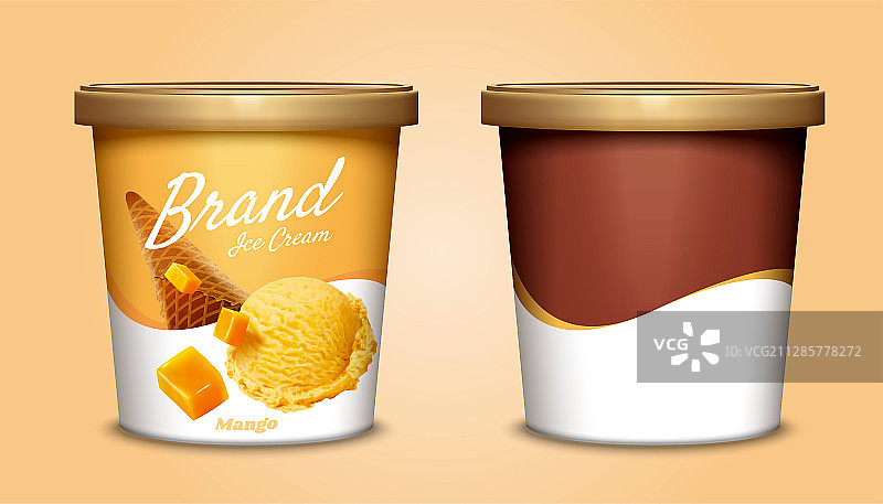 杯装芒果冰淇淋包装设计素材图片素材