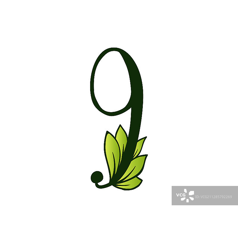 涂鸦生态字母数字与树叶图片素材