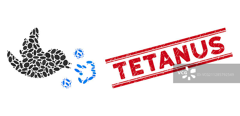 带有刮痕破伤风的拼贴鸟类感染图标图片素材