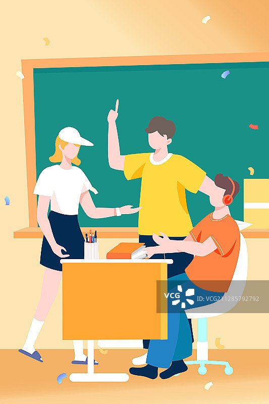 在线教育学习课程知识辅导名师讲课高中初中答疑考试加油矢量插画图片素材