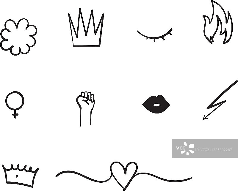 女性主义涂鸦元素和文字图片素材