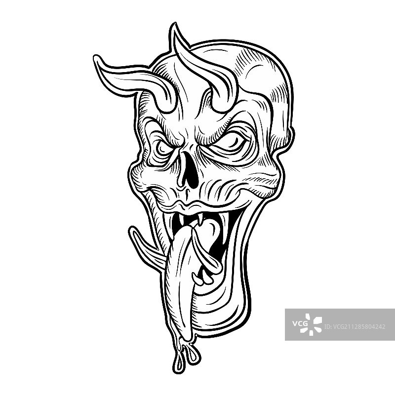 黑色背景上的骷髅简笔画图片素材