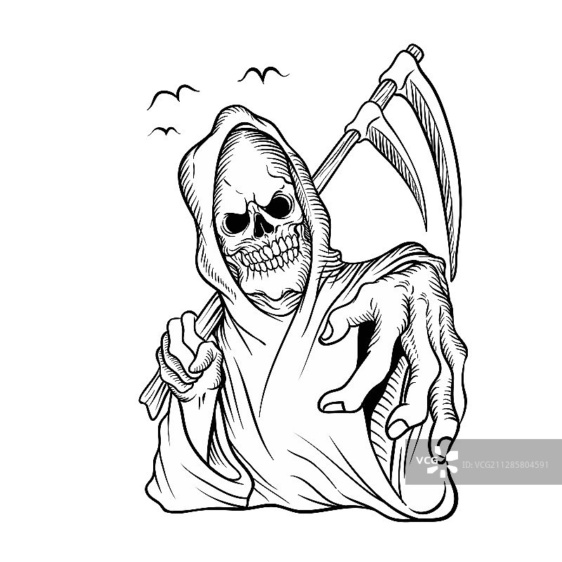 黑色背景上的骷髅简笔画图片素材