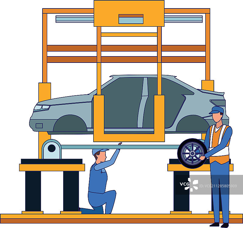 在汽车下工作的技工图标图片素材