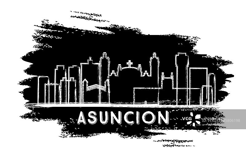 亚松森城市天际线剪影手绘图片素材