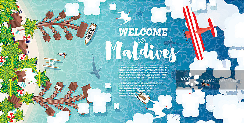 马尔代夫岛屿海滩夏季背景图片素材