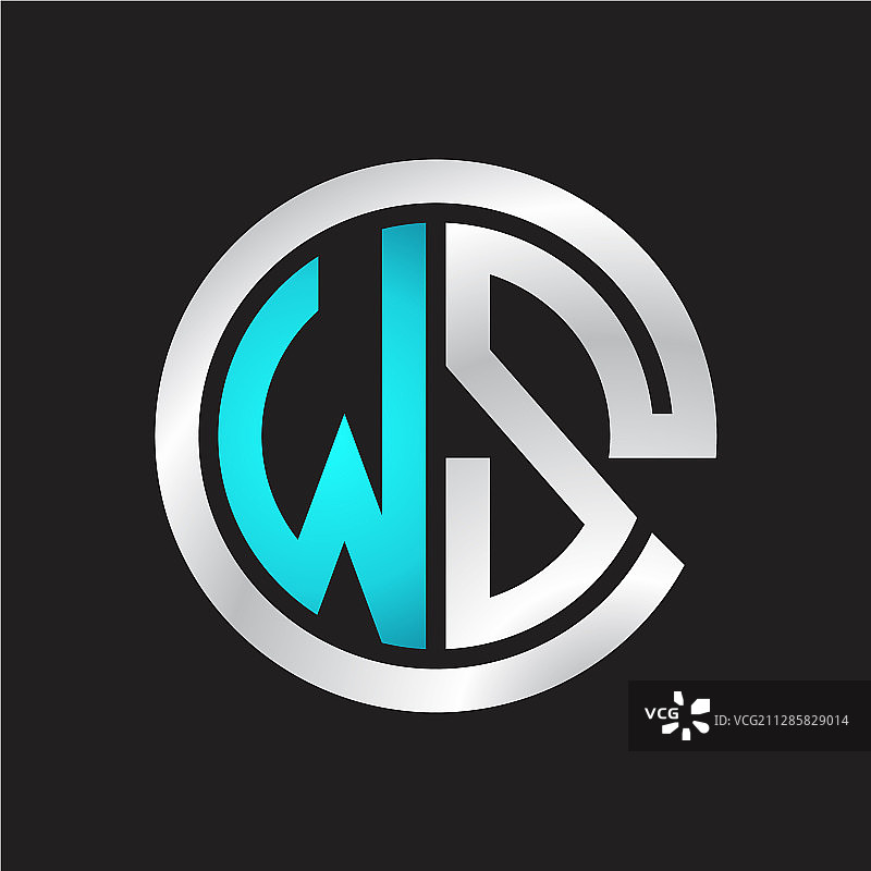 WS首字母相连圆形标志图片素材