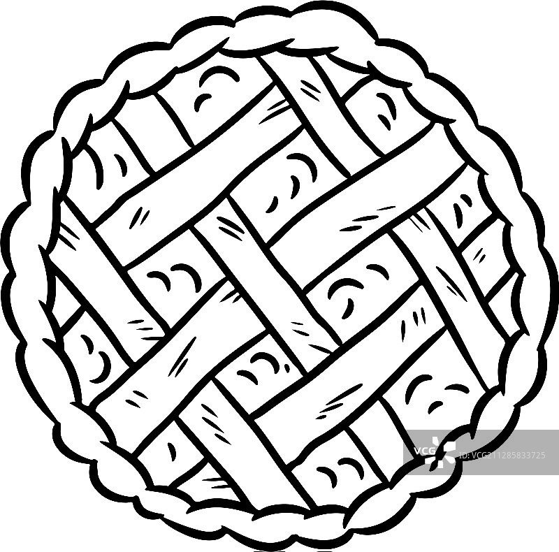 手绘涂鸦馅饼俯视图烘焙黑色图片素材