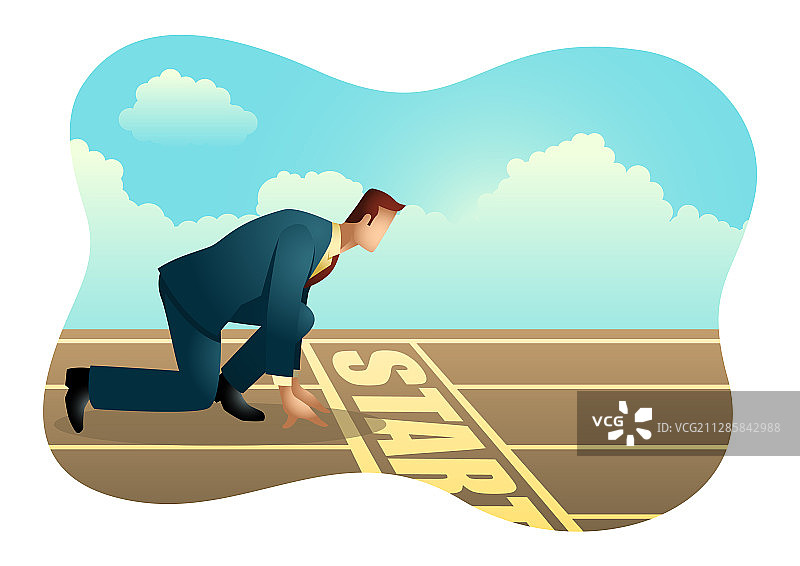 准备在起跑线上冲刺的商人图片素材