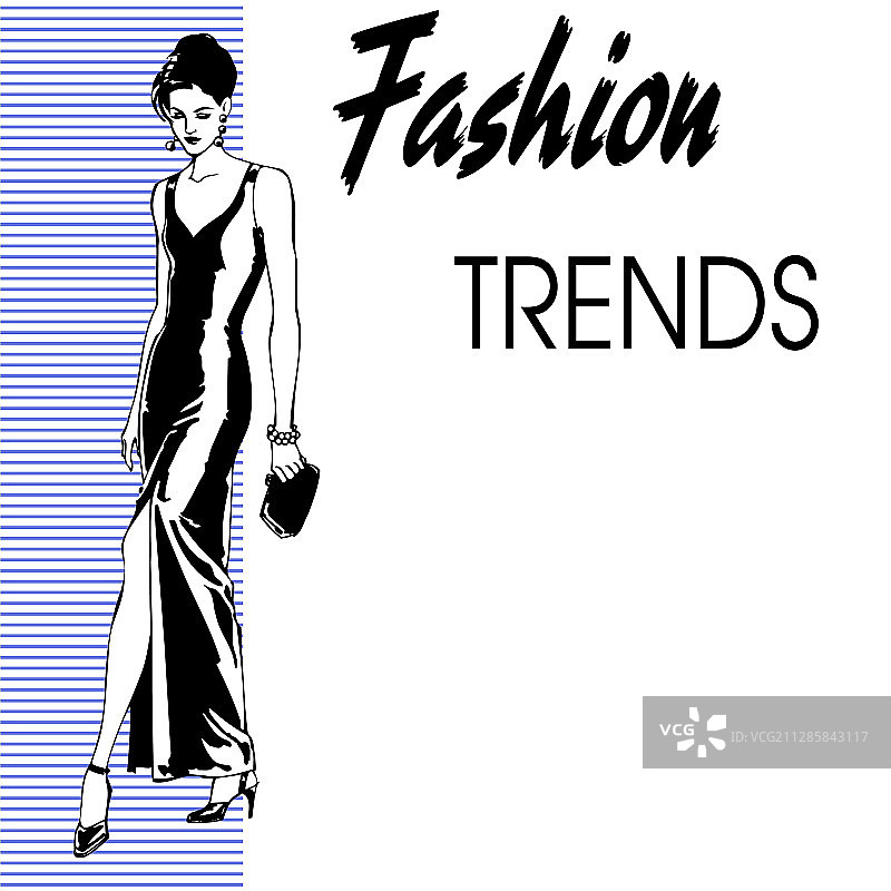 以剪影女孩为主题的时尚潮流海报图片素材