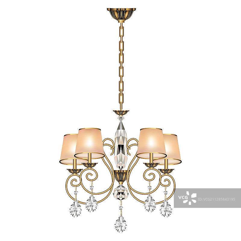 带吊坠的青铜复古水晶吊灯图片素材