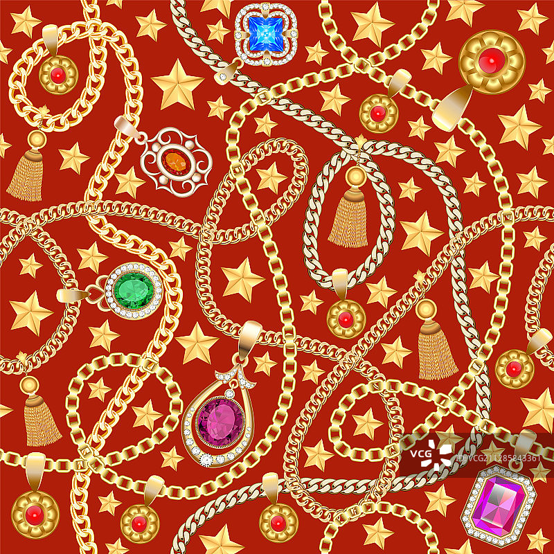 金色珠宝链无缝背景图片素材