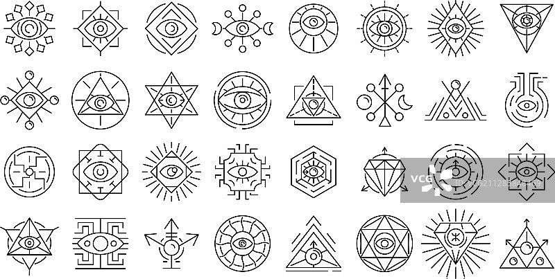 炼金术图标集轮廓样式图片素材