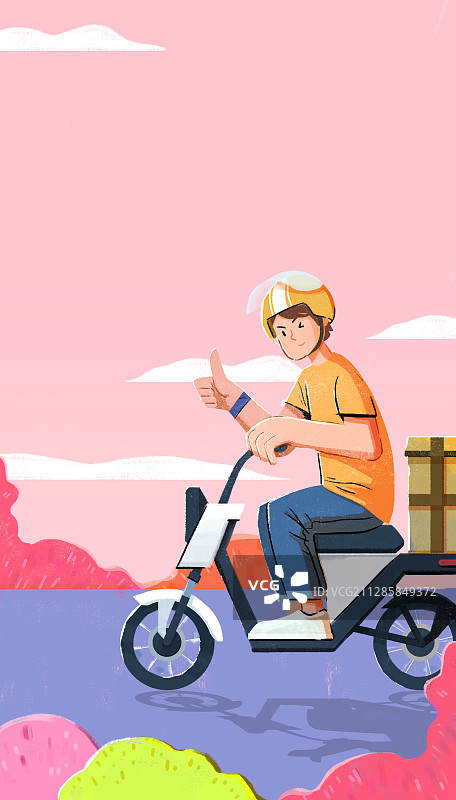 外卖小哥之春天竖版图片素材