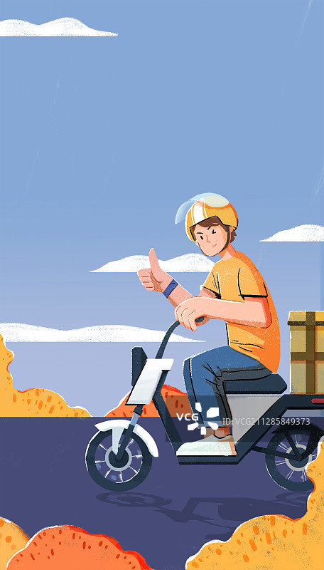 外卖小哥之秋天竖版图片素材