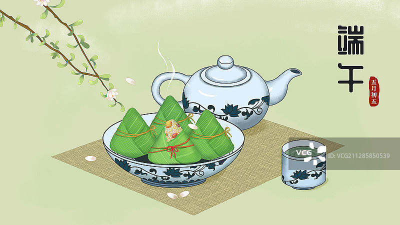 端午节粽子手绘插画图片素材