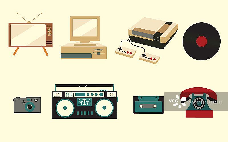 一套复古电子产品图标图片素材