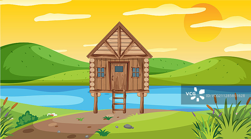 田野木屋场景图片素材