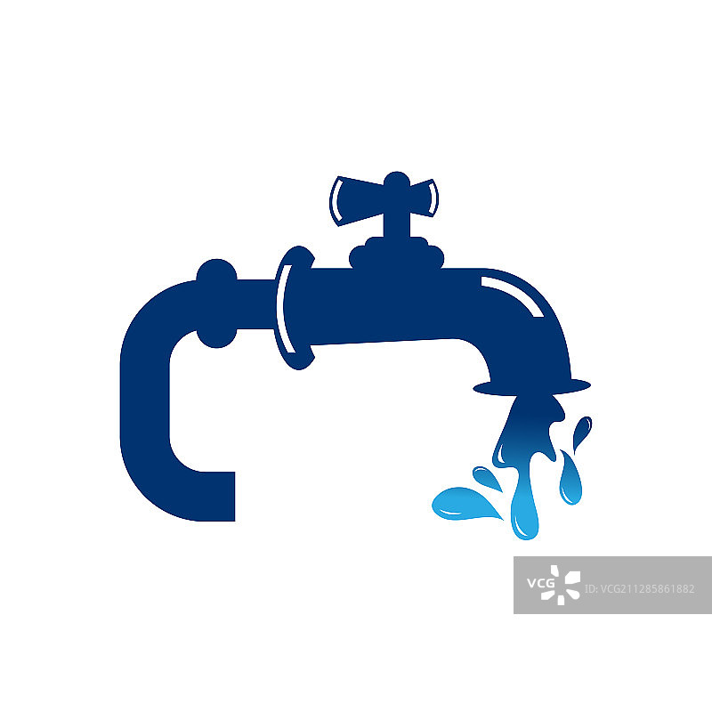 水龙头和滴落的水滴扁平设计图片素材