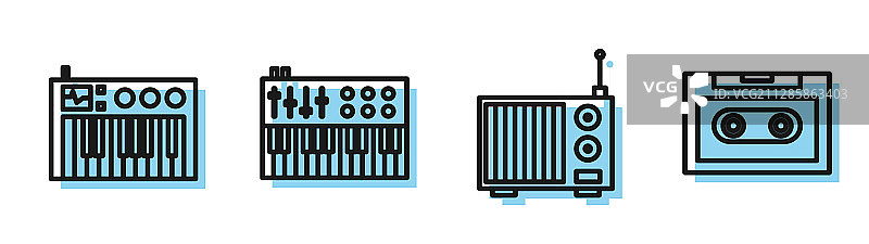 带天线音乐合成器收音机线条图片素材